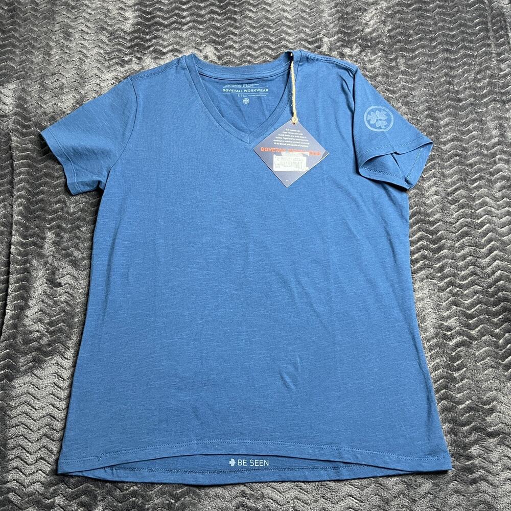 DOVETAIL Women's V-Neck Tee size Large blue NWT